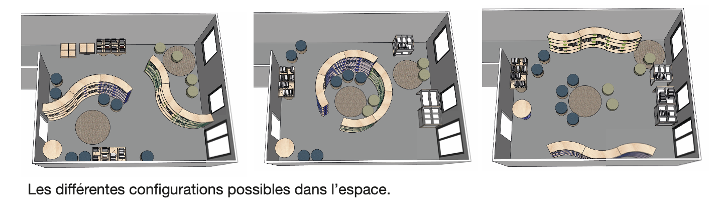 Vues 3D des rayonnages modulables